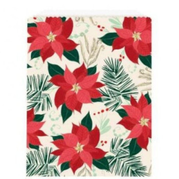 8 SACOS DE OFERTA PAPEL POINSÉTIA VERMELHO & DOURADO