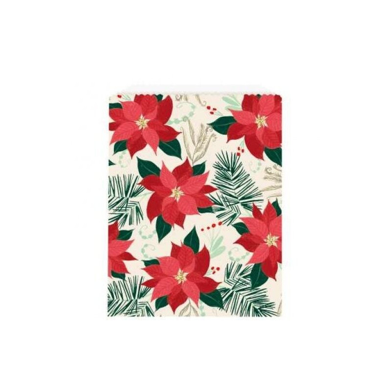 8 SACOS DE OFERTA PAPEL POINSÉTIA VERMELHO & DOURADO