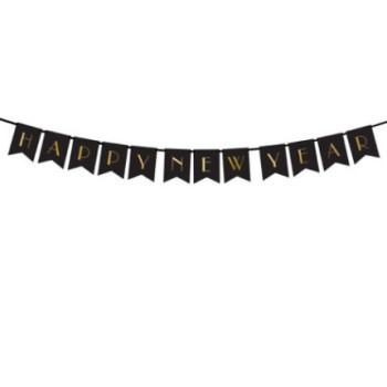GRINALDA 15X170CM HAPPY NEW YEAR PRETO