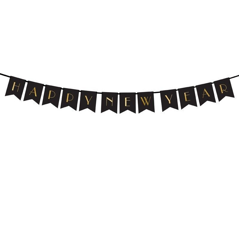 GRINALDA 15X170CM HAPPY NEW YEAR PRETO