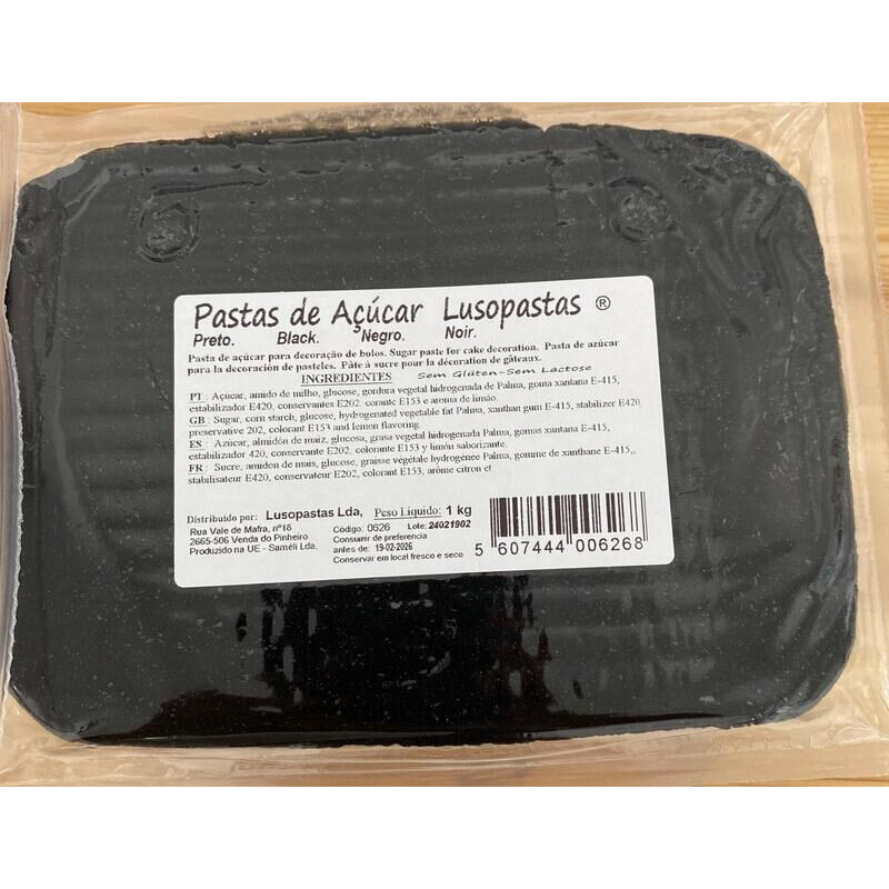Pasta de Açucar Lusopastas Preto 1kg