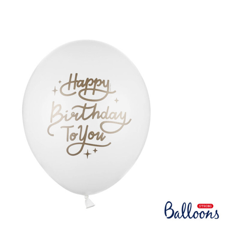 5 Balões de Latex 12" Happy birthday dourado - Balloons