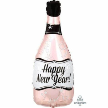 Balão garrafa de champanhe happy new year , rose gold