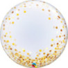 Balão bubble , transparente confetti dourado , 24" , 61cm