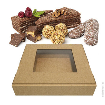 Caixa Kraft  17x17cm com janela