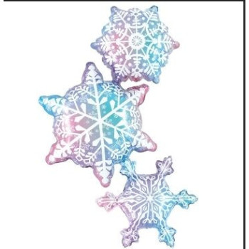 Balão shape trio flocos de neve  50" / 127cm