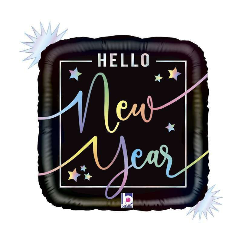 Balão rainbow Hello new year 18" / 46cm