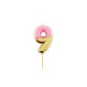 Vela Aniversario rosa/ouro metalizado, 10.5cm , Nº9