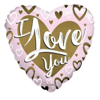 Balão Foil "36" I love you " Rosa e dourado