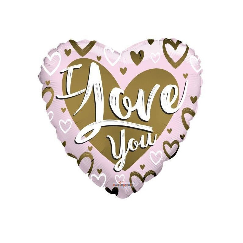 Balão Foil "36" I love you " Rosa e dourado