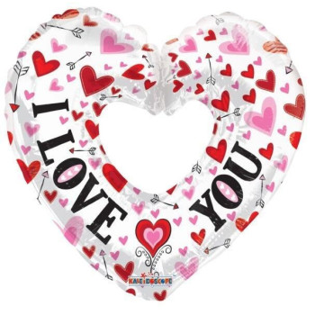 Balão Foil 36" I love you , coração aberto - branco