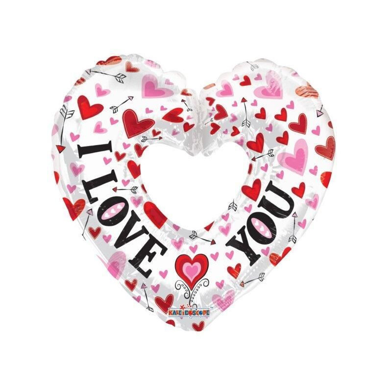 Balão Foil 36" I love you , coração aberto - branco