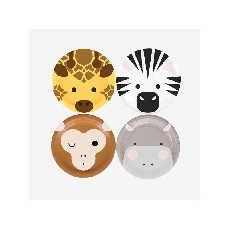 Conjunto de 8 pratos safari 19cm , variados .