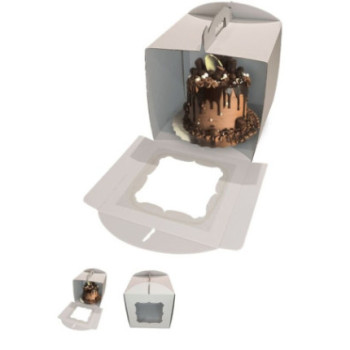 Caixa Bolo Vintage Branca 28x28x30