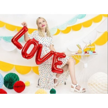 Balão Foil , vermelho , " Love " , 140x35cm