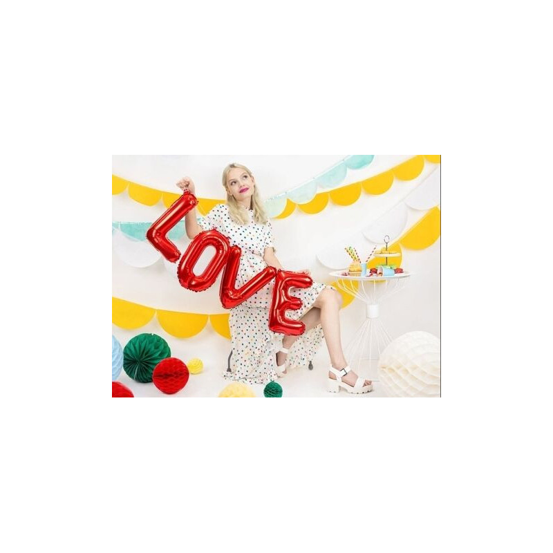 Balão Foil , vermelho , " Love " , 140x35cm