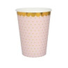 10 Copos Rosa claro c/bolinhas douradas , 27cl