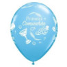 5 Balões latex Qualatex 12" Primeira Comunhão Azul
