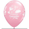 5 Balões latex Qualatex 12" Primeira Comunhão rosa