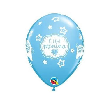 5 Balões Latex Qualatex 12" - É um menino