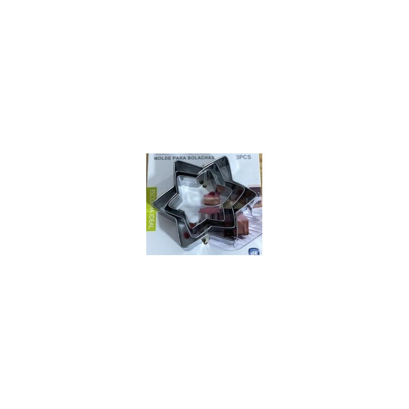 3 cortadores bolachas inox estrelas