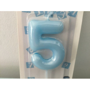 Vela de Aniversário 6cm azul claro nº 5