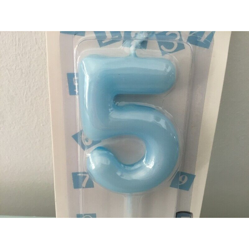 Vela de Aniversário 6cm azul claro nº 5