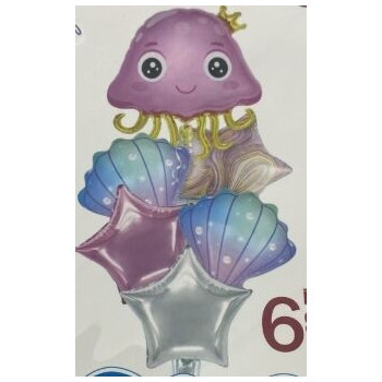 Kit 6 balões foil tema mar