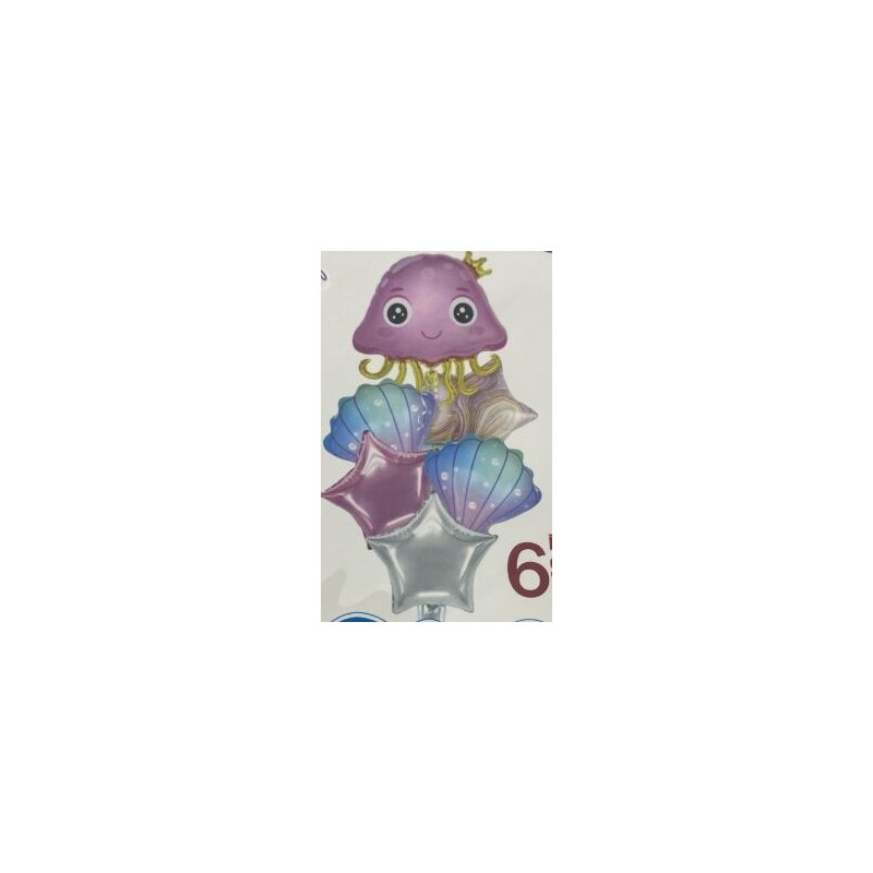 Kit 6 balões foil tema mar