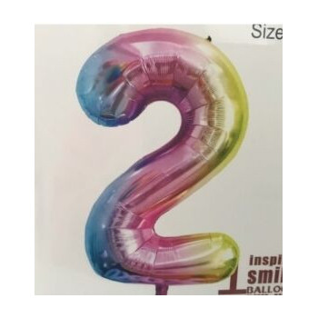 Balão foil números 80cm rainbow nº2