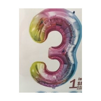 Balão foil números 80cm rainbow nº3