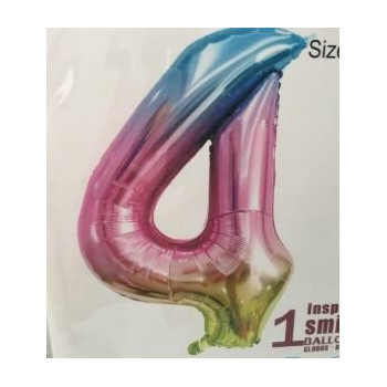 Balão foil números 80cm rainbow nº4