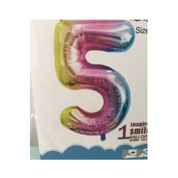Balão foil números 80cm rainbow nº5