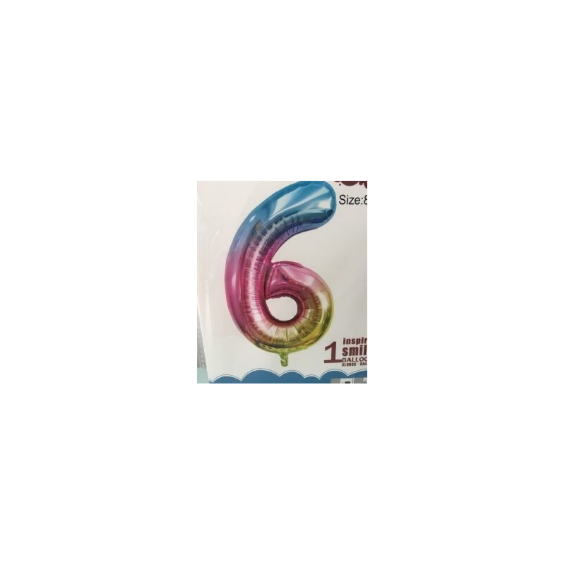 Balão foil números 80cm rainbow nº6