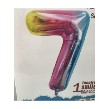 Balão foil números 80cm rainbow nº7