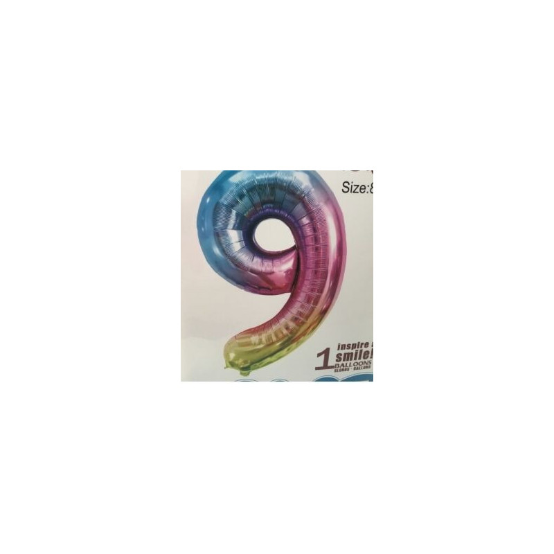 Balão foil números 80cm rainbow nº9