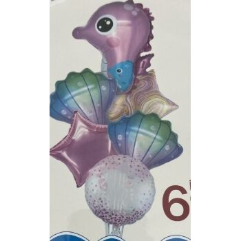 Conjunto 6 balões foil tema mar