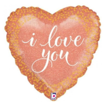Balão coração rose golde i love you holographic 18"-46cm