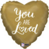 Balão foil coração dourado I Love You - 18" - 46cm