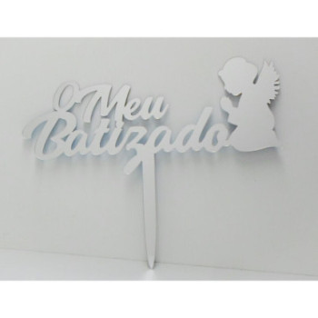 Topo de bolo espelhado o meu batizado