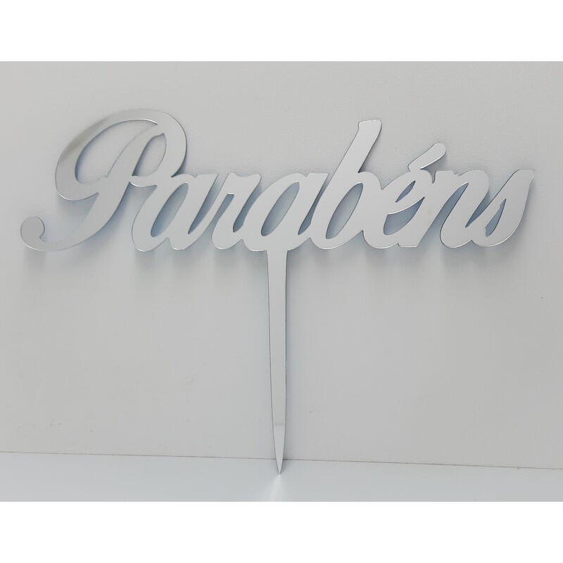 Topo de bolo espelhado Parabéns