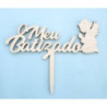 Topo de bolo anjo batizado madeira