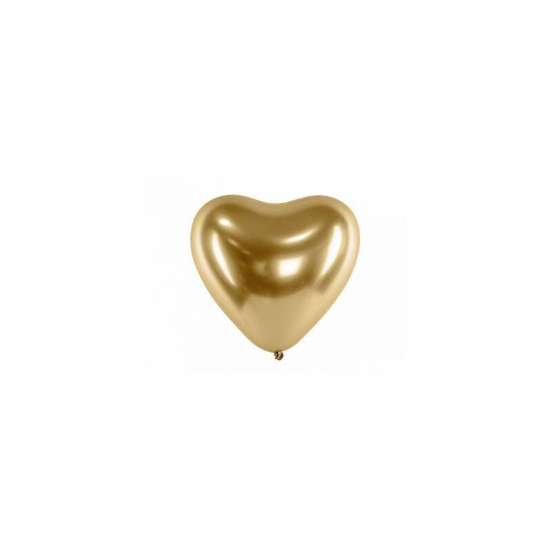 5 balões latex glossy balloons coração 30cm dourado