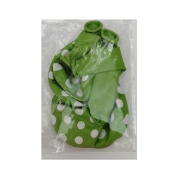 5 balões latex Gemar 12” verdes bolas brancas
