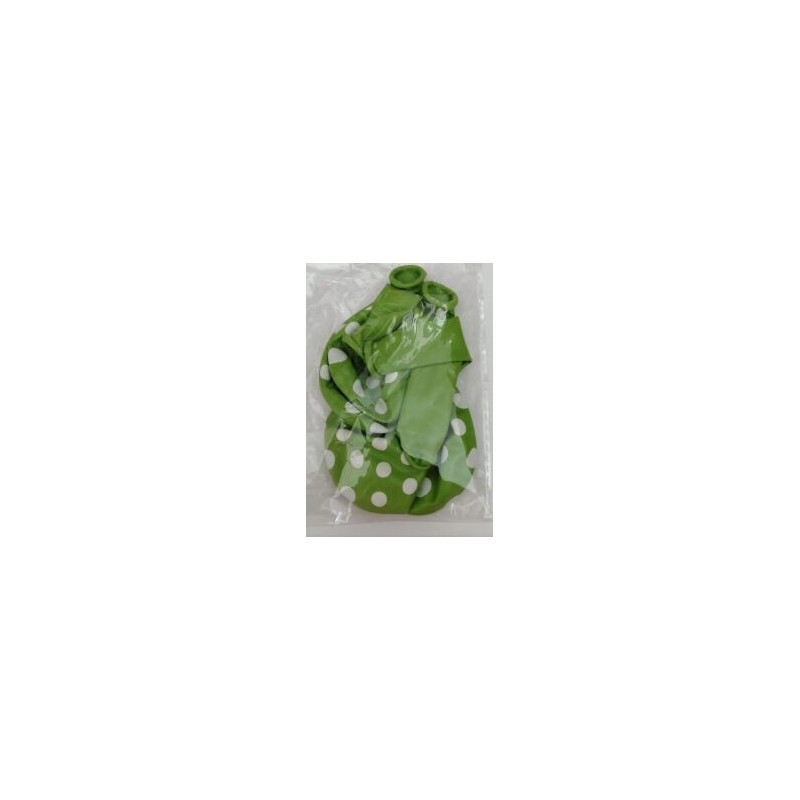 5 balões latex Gemar 12” verdes bolas brancas