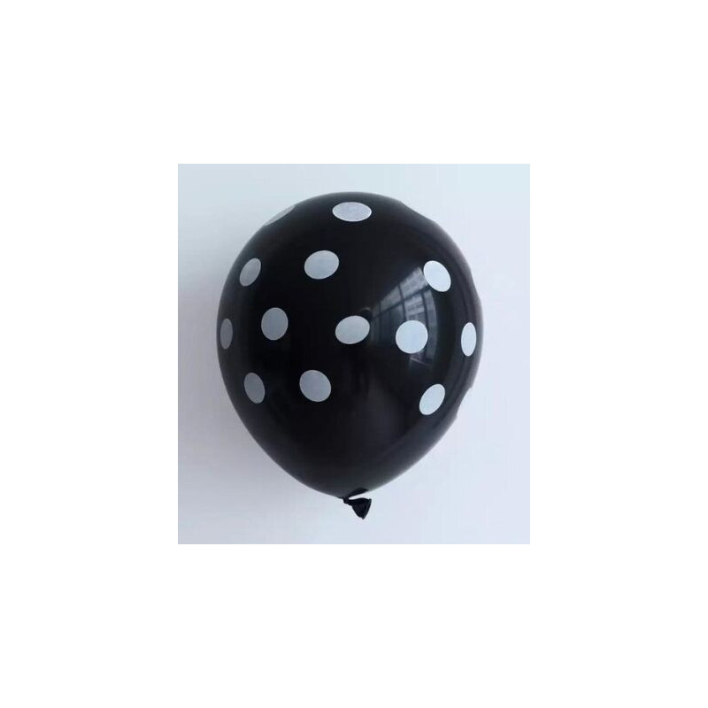 5 balões latex Gemar 12” preto bolas brancas