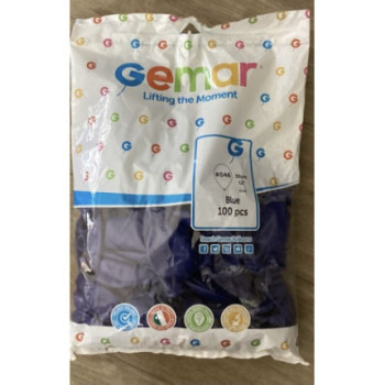 100 Balões latex Gemar 12" , 30cm Blue