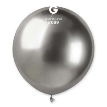 25 Balões latex gemar 19"-48cm - Shiny Silver