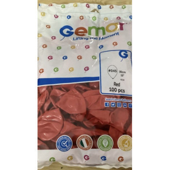 100 Balões latex Gemar 12" , 30cm - Red