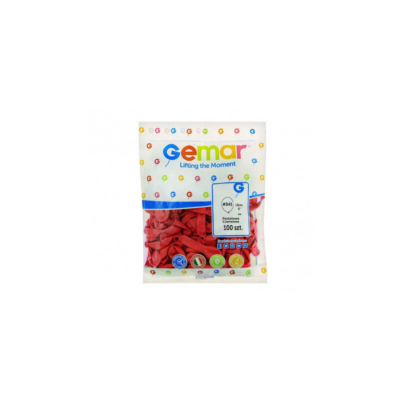 100 Balões Latex Gemar - 5" , 13cm , Red